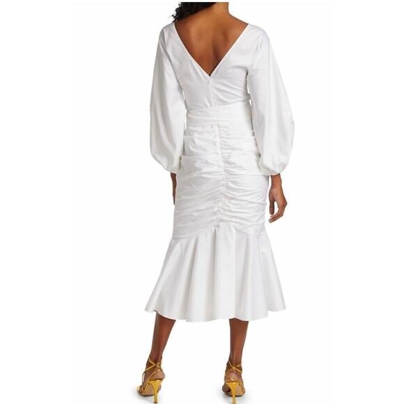 AMUR V Neck White Midi Cut Out Dress Small New w Tags - Picture 5 of 8